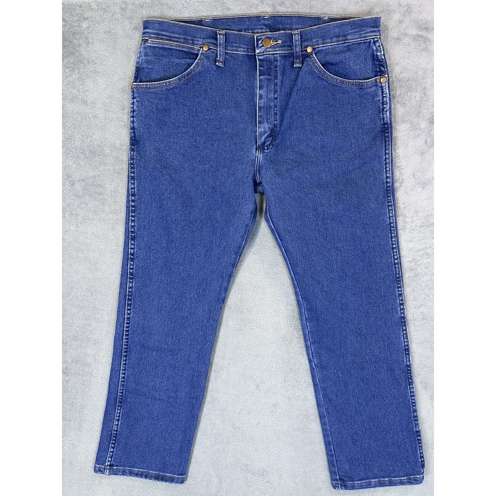 Wrangler Mens 34x30 Blue Dark Wash Cowboy Cut Bootcut Western Jeans‎ 1013MAFGK